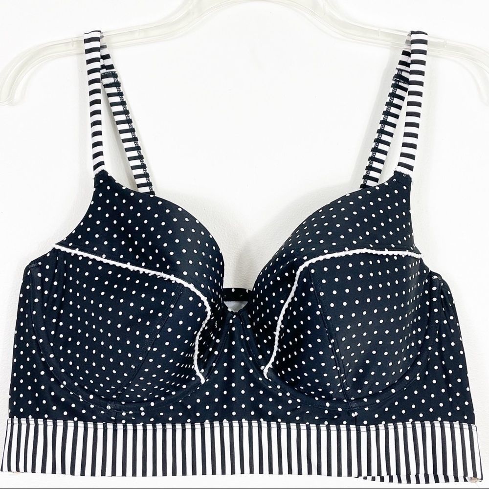 Cacique Black and White Polka Dot Bikini Top